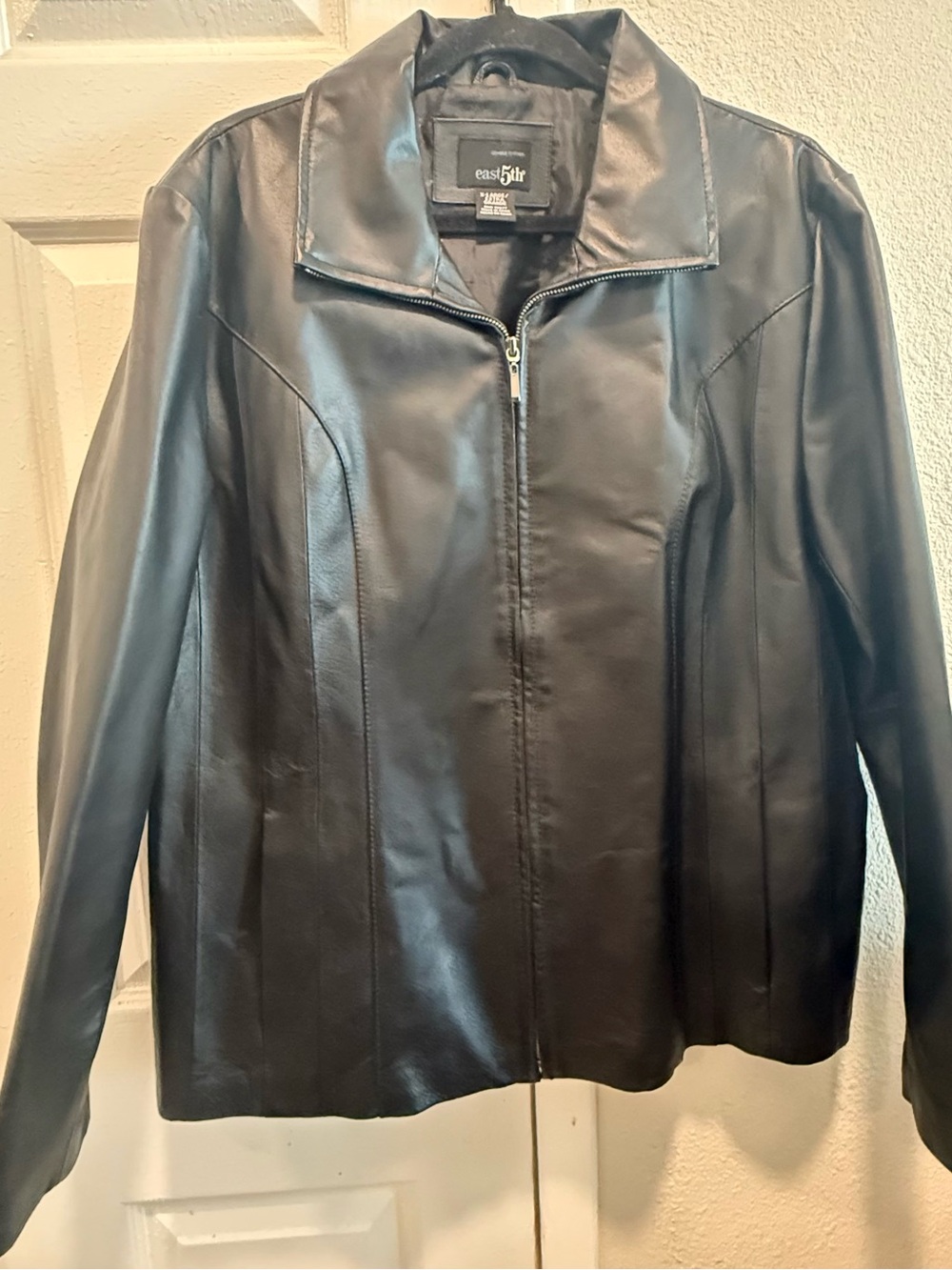East 5th Women's Black Leather Zip Jacket